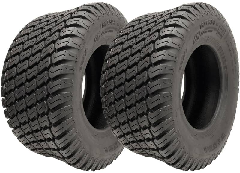 Parnells - 2 Sätze Schlauchlose Rasenmäherreifen - 16 x 7,50-8, 4-Lagig Wanda P332 Grasreifen - Durchmesser 410 mm, 182 mm Breite, 310 kg - für den Offroad-Einsatz, Aufsitzmäher, Buggys und Karren. von Parnells