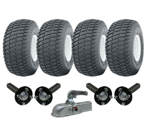 Parnells - Atv-Anhänger-Set - 4 Stück Doppelachsen-Räder und -Reifen, 20 x 10,00-8 + Nabe und Achsschenkel - Stahlfelge, 4 Stehbolzen, 100 mm Pcd, 4-Lagiges Wanda, Durchmesser 500 mm, 1800 kg von Parnells