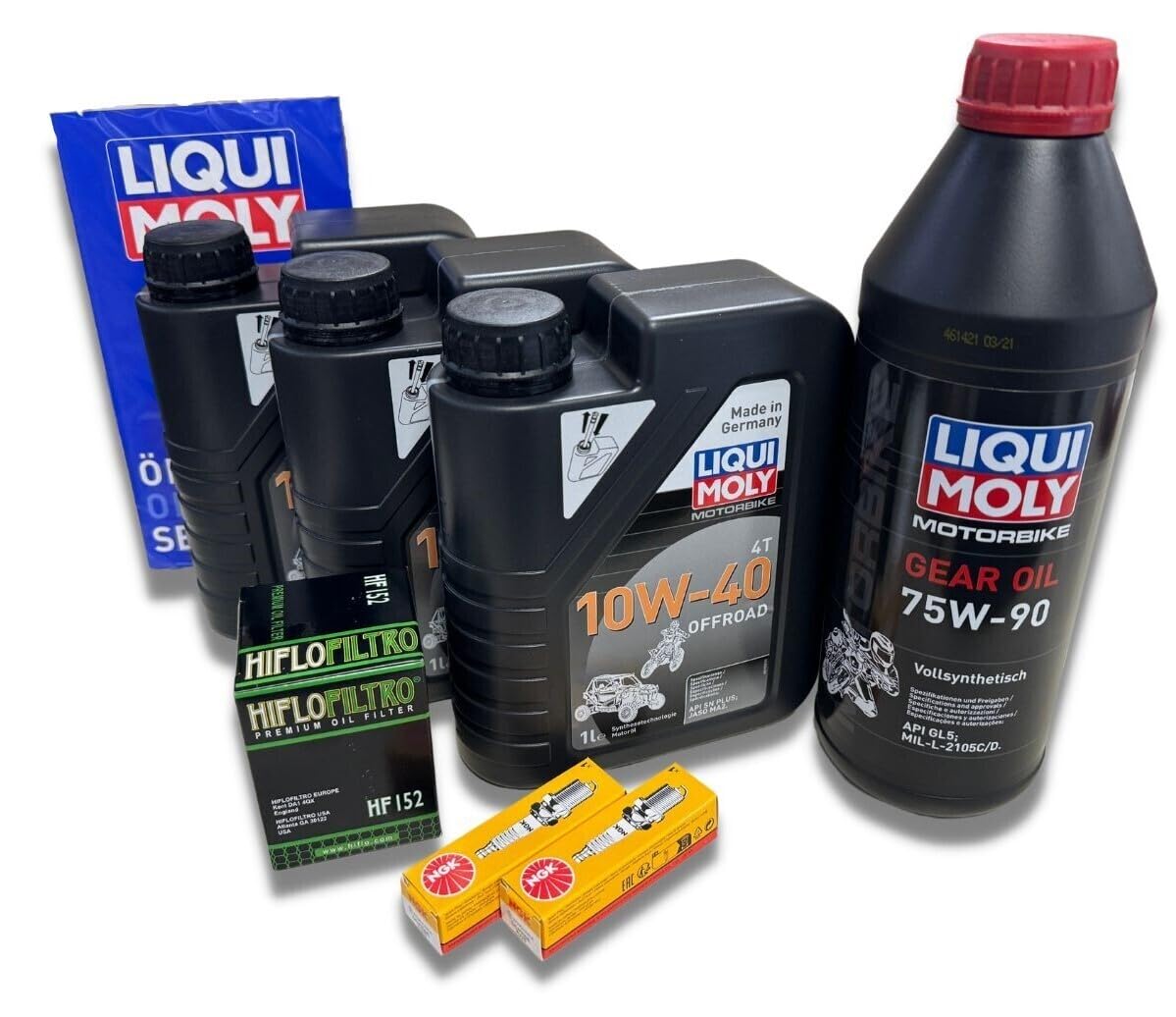 Liqui Moly Ölwechselset Motoröl Ölfilter Zündkerzen Getiebeöl Odes Marder 850 von Parts Europe