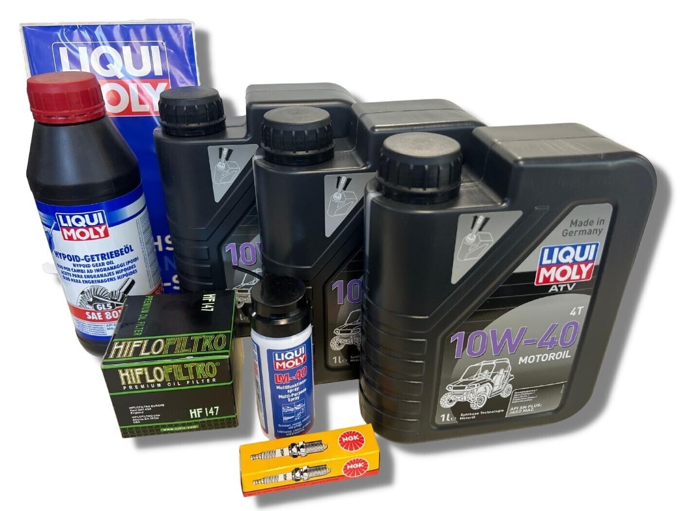 Liqui Moly Ölwechselset Motoröl Ölfilter Zündkerzen Getriebeöl Kymco MXU 500 700 von Parts Europe