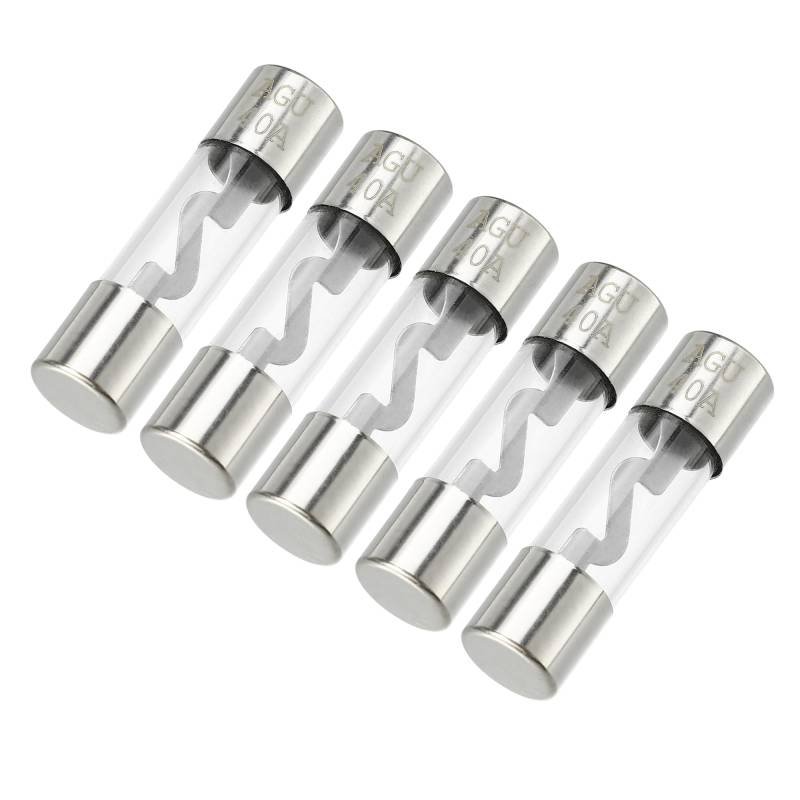 Partuto 5 Stück 10x38mm 0,39x1,50 Zoll 40A Universal AGU Glassicherung - Kfz-Sicherungsröhre zum Schutz der Stromversorgung - Metall Silberton von Partuto