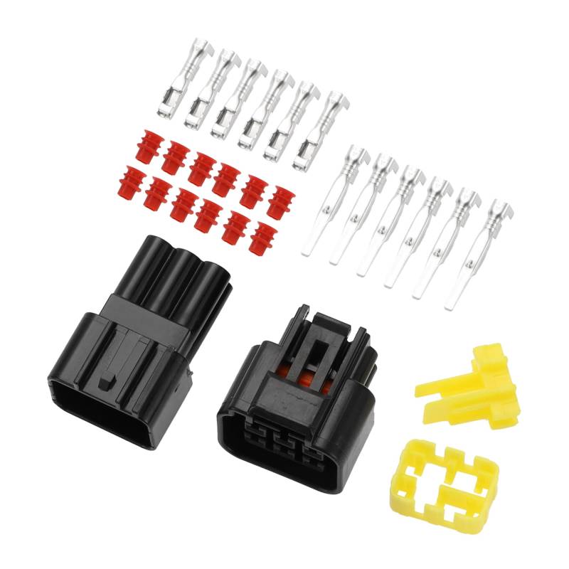 Partuto 6 Pin Zündspulenstecker Stecker Auto männlich weiblich Drahtanschlussstecker für Ford Mondeo Kunststoff verzinntes Kupfer Schwarz Gelb - 1 Satz von Partuto