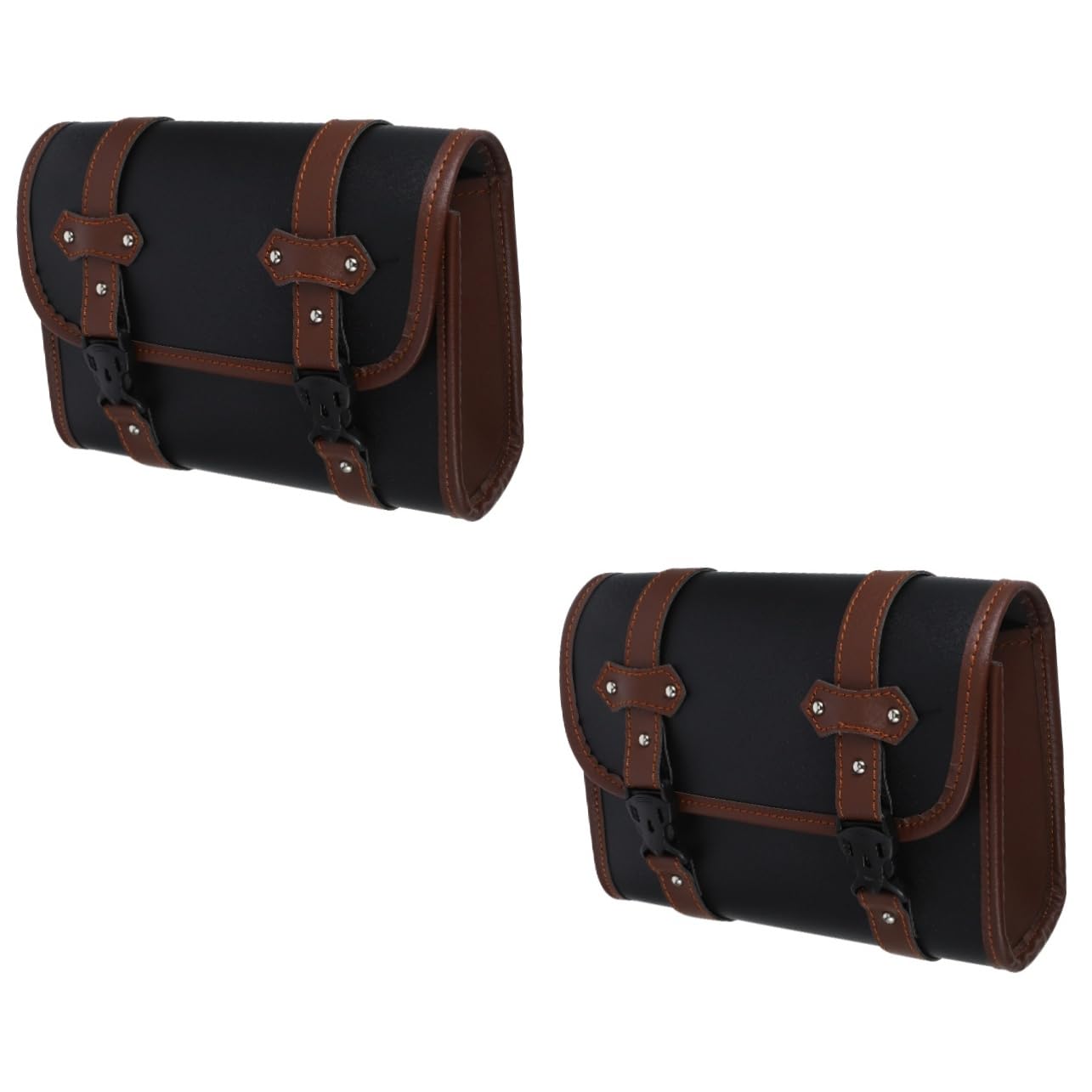 PartyKindom 2St Seitentasche motorradtaschen Motorradlagerung Gabeltaschen für Motorräder Riementasche Koffer Fahrradsitz Zubehör für Motorräder Lenkertasche PU-Leder Brown von PartyKindom