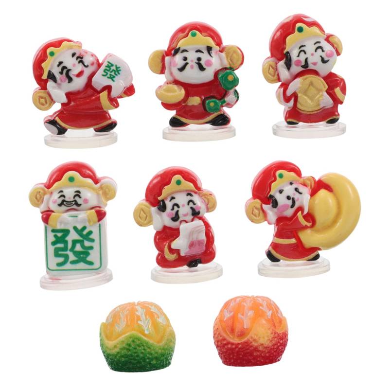 PartyKindom 8 Teiliges Fengshui Cai Shen Statuen Set Des Glücks Figuren Chinesischer Reichtum Skulptur Yuan Bao Zhaocai Desktop Ornamente Für Chinesische Neujahrsdekoration von PartyKindom