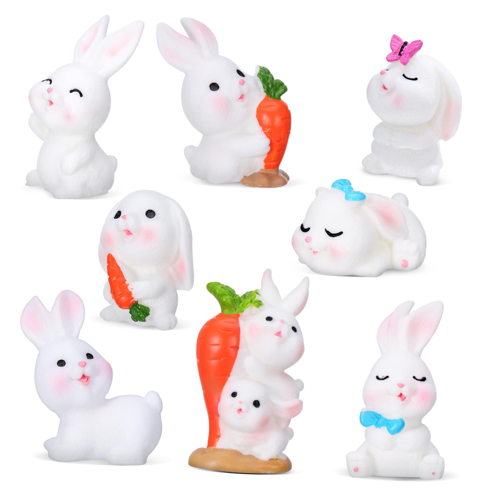 PartyKindom 8St Kleine weiße Hasendekoration Süße Hasen Dekoration Miniature Kaninchen Deko hase künstliche Kaninchen Container-Kaninchen Tiere Hasenfigur aus Harz Mini-Tierfiguren von PartyKindom