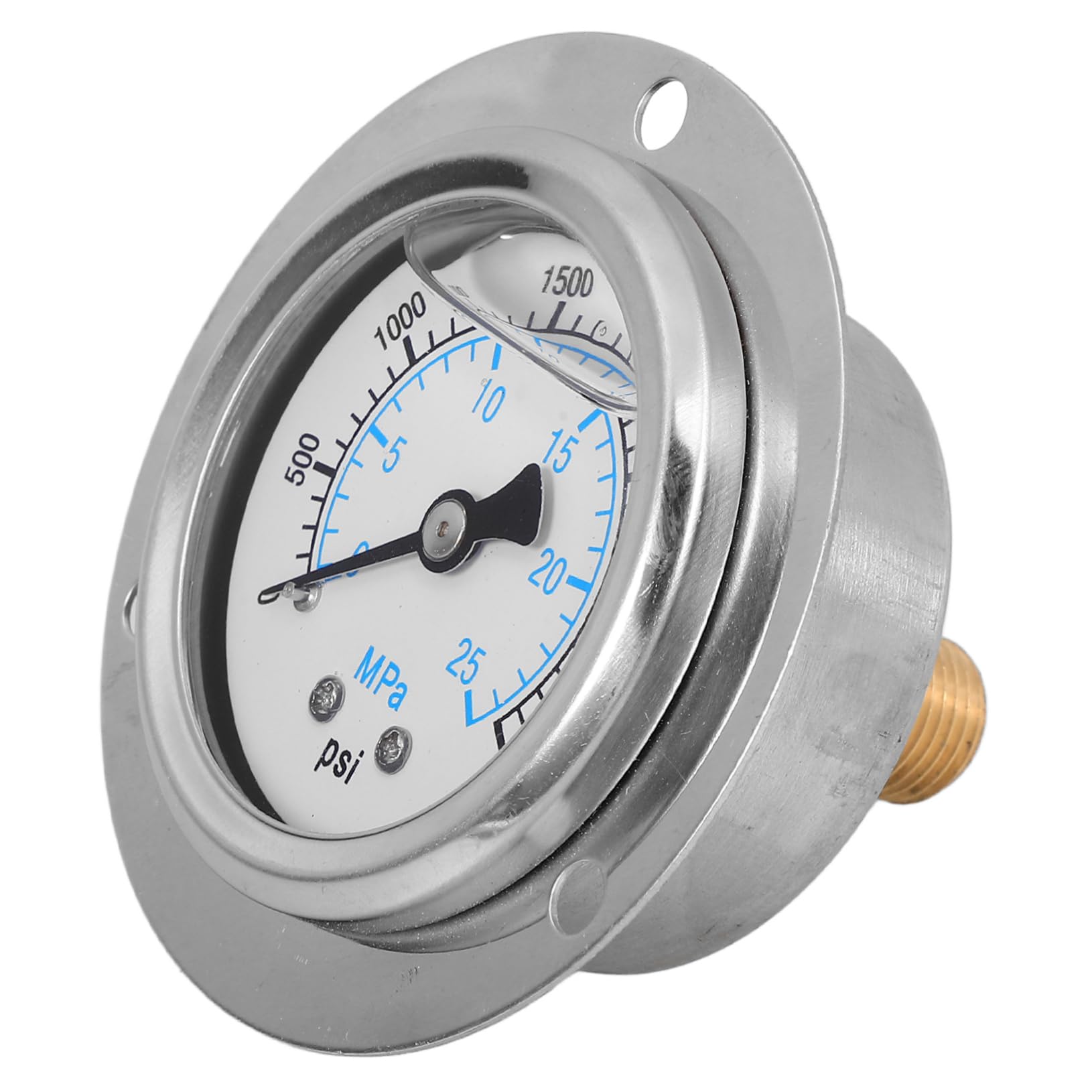 PartyKindom Barometer Wasserdruckmesser Druckanzeige prüfen Kompressor Futter Kupfer öldruckmesser Messgerät. Manometer aus Metall Flanschmanometer Flüssigkeitsdruckwerkzeug Edelstahl Silver von PartyKindom