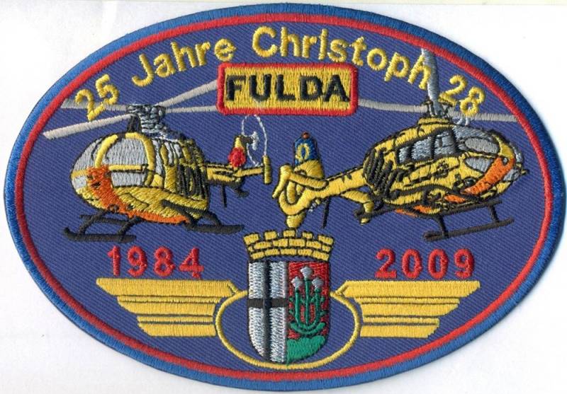 Patch 25 Jahre Christoph Fulda Helikopter Luftrettung ADAC Hubschrauber Aufnäher Abzeichen von Individual Software