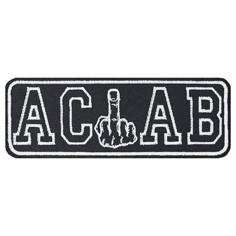 Hooligan Aufnäher: ACAB Ultras Biker Patch mit Stickerei - Kult-Aufnäher Rocker Aufbügler Heavy Metal - DIY Stoff-Applikation für Kutte/Jacke/Jeans/Weste, SCHWARZ, 140x50mm von PATCH KING