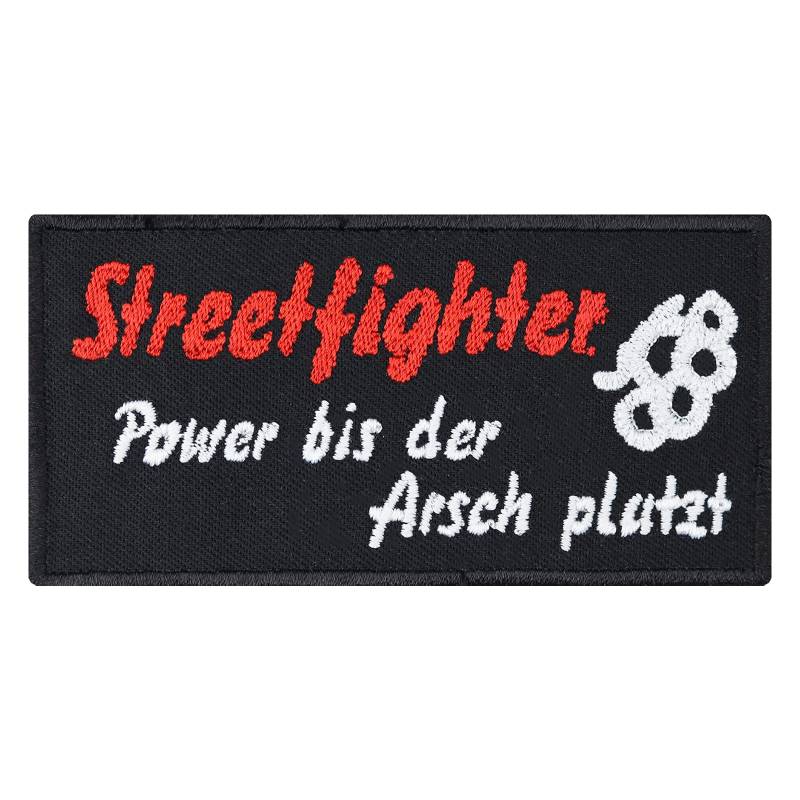 Biker Aufnäher: Streetfighters Rocker Patch Chopper Aufbügler Heavy Metal Sticker - Motorrad Geschenk für Männer Applikation für Kutten/Lederjacken/Boots - 100x50mm von PATCH KING