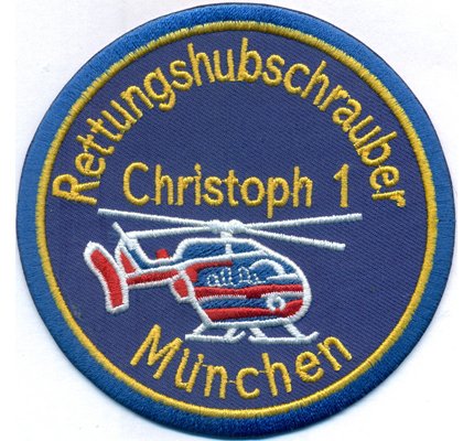 Christoph 1 Muenchen Rettungshubschrauber Luftrettung Helikopter Aufnäher Patch von LZBBD