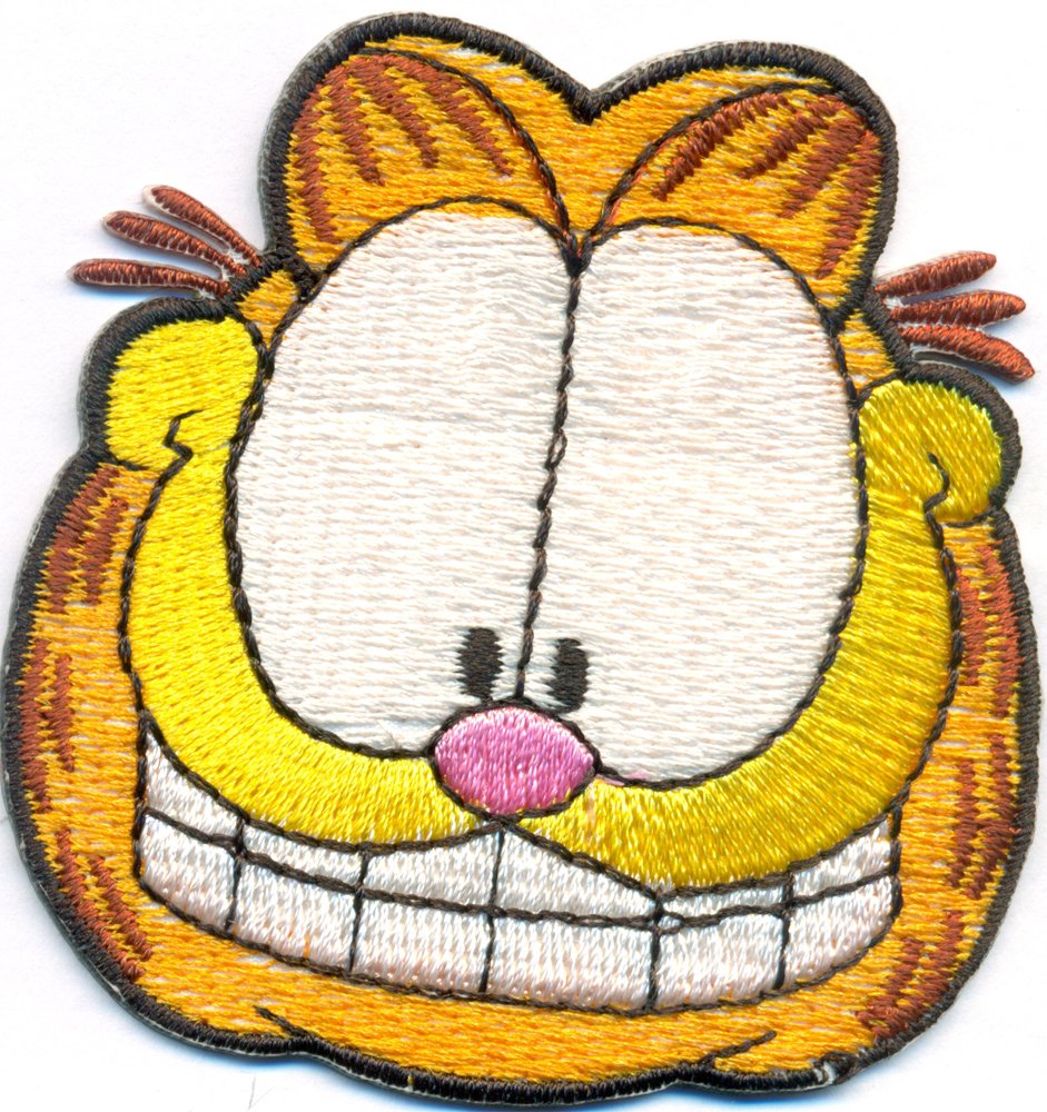 GARFIELD Fauler Kater dicke glückliche Katze Comic Kopf Aufbügler Aufnäher Abzeichen von Individual Software