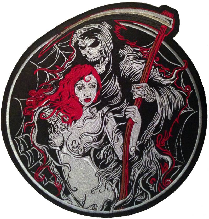 Grimm Reaper Devil Lady Sexy Girl Biker Sensenmann Deathman Rockabilly Aufnäher Patch von Patch