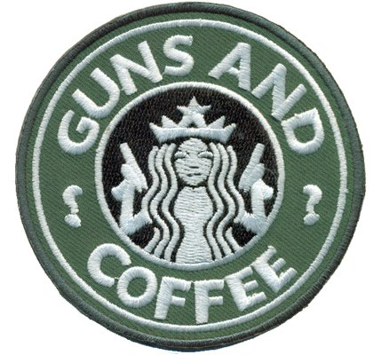 Guns and Coffee Star Hunting Guns Pistole Bucks Revolver Aufnäher Abzeichen Patch von Patch