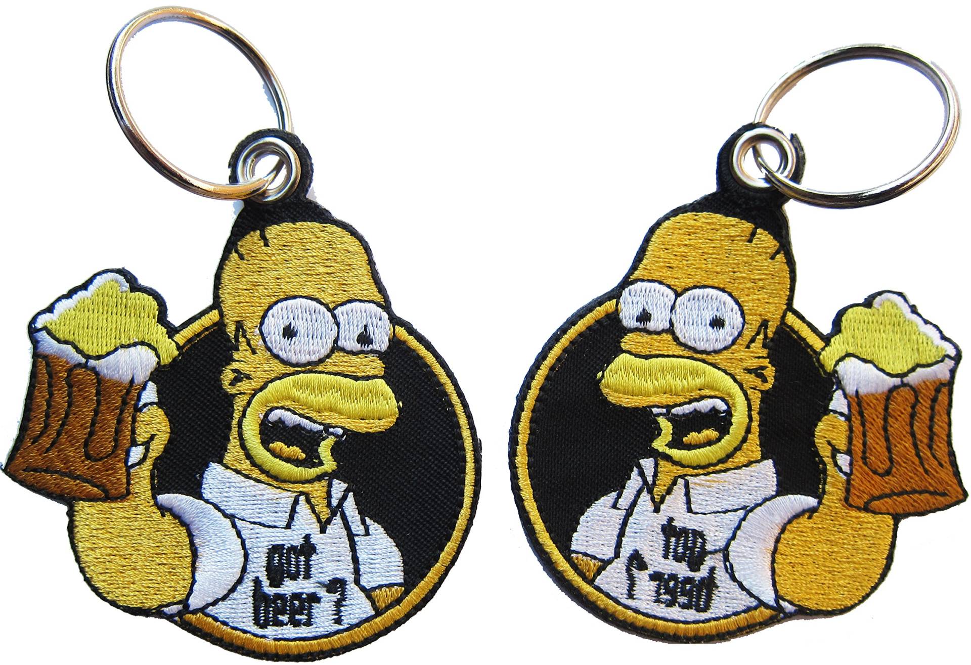 Homer Simpson Got Beer gestickter Schlüsselanhänger Keychain Aufnäher Patch von Patch