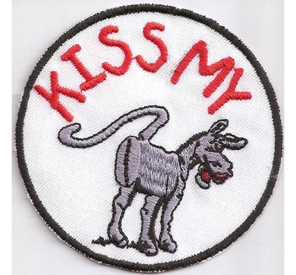 KISS My Ass Donkey Esel Arsch, Biker Rocker Chopper Heavy Metal Patch Aufnäher von Patch