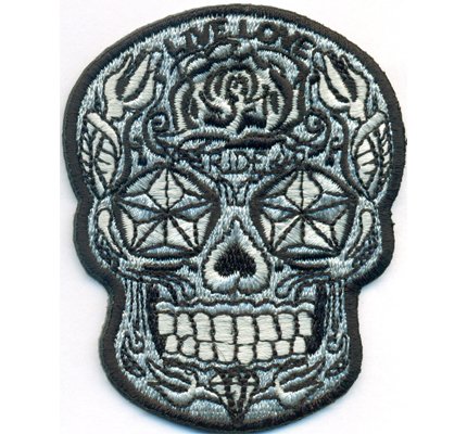 Live Love Ride Totenkopf Muster Dia de Muertos Biker Rockabilly Aufnäher Patch von Patch