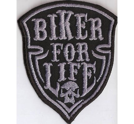 Patch Biker for Life Totenkopf Racingbike Wappen MC Bones Aufnäher von Patch