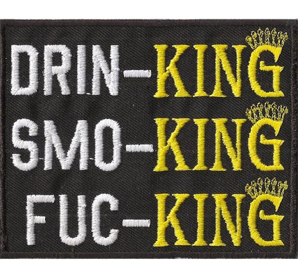 Patch Drinking, Smoking, Fucking, Rocker, Biker, Motorrad, Kutte, Aufnäher von Patch