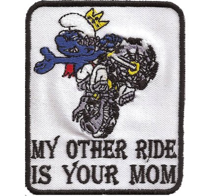 Patch My Other Ride is Your mom, Biker Schlumpf Smurf Lederweste Aufnäher von Individual Software