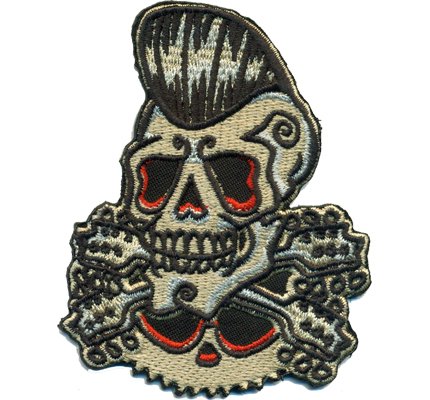 Patch Rocker Guitar Gangster Rockabilly Deathhead Totenkopf Motorrad Biker Aufnäher von Individual Software