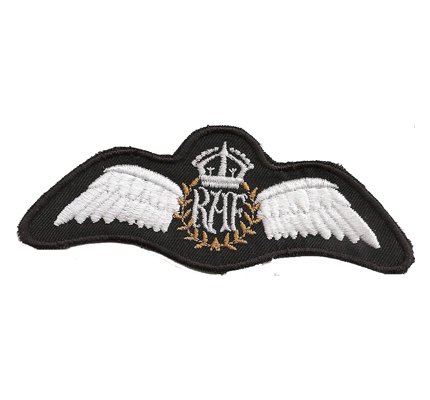 RAF Royal Air Force Aufnäher gestickt zum aufnähen, Pilot Wing Kings Crown Aircrew Abzeichen Pilot Emblem Bügelbild Applikation für Uniform/Jacke/Tasche, 120x45mm von PATCH KING