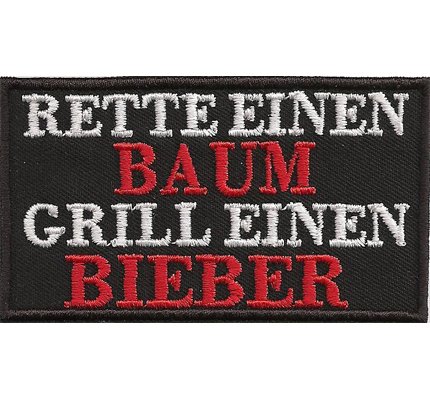 Patch RETTE einen Baum, Grill einen Bieber, Anti Greenpeace, Vegetaria, Biker, Aufnäher von Patch