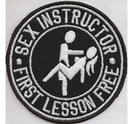 Sex Instructor, First Lesson Free, SEXPERTE, Biker Rocker Kutten Patch Aufnäher von Individual Software