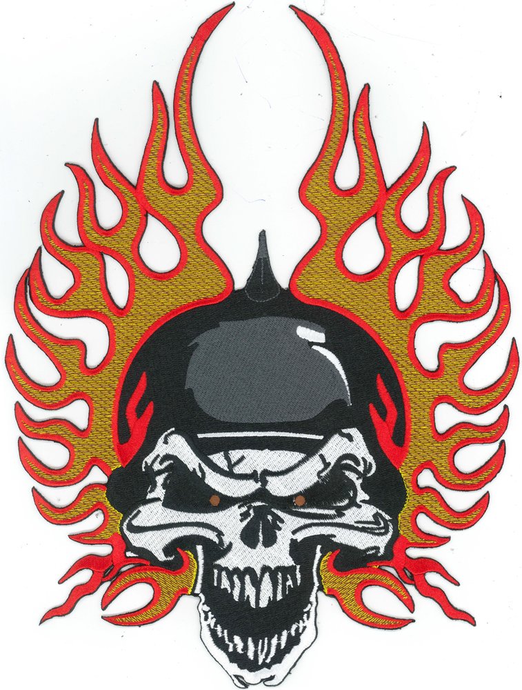 XXL Fireskullhead Feuerflügel Totenkopf Biker Helm Motorad BACKPATCH Aufnäher Patch von Patch