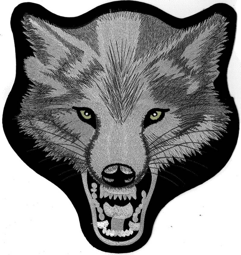 XXL Wolfkopf Hund Böser Wolf Motorrad Rockabilly MC Biker Aufnäher BACKPATCH von Patch