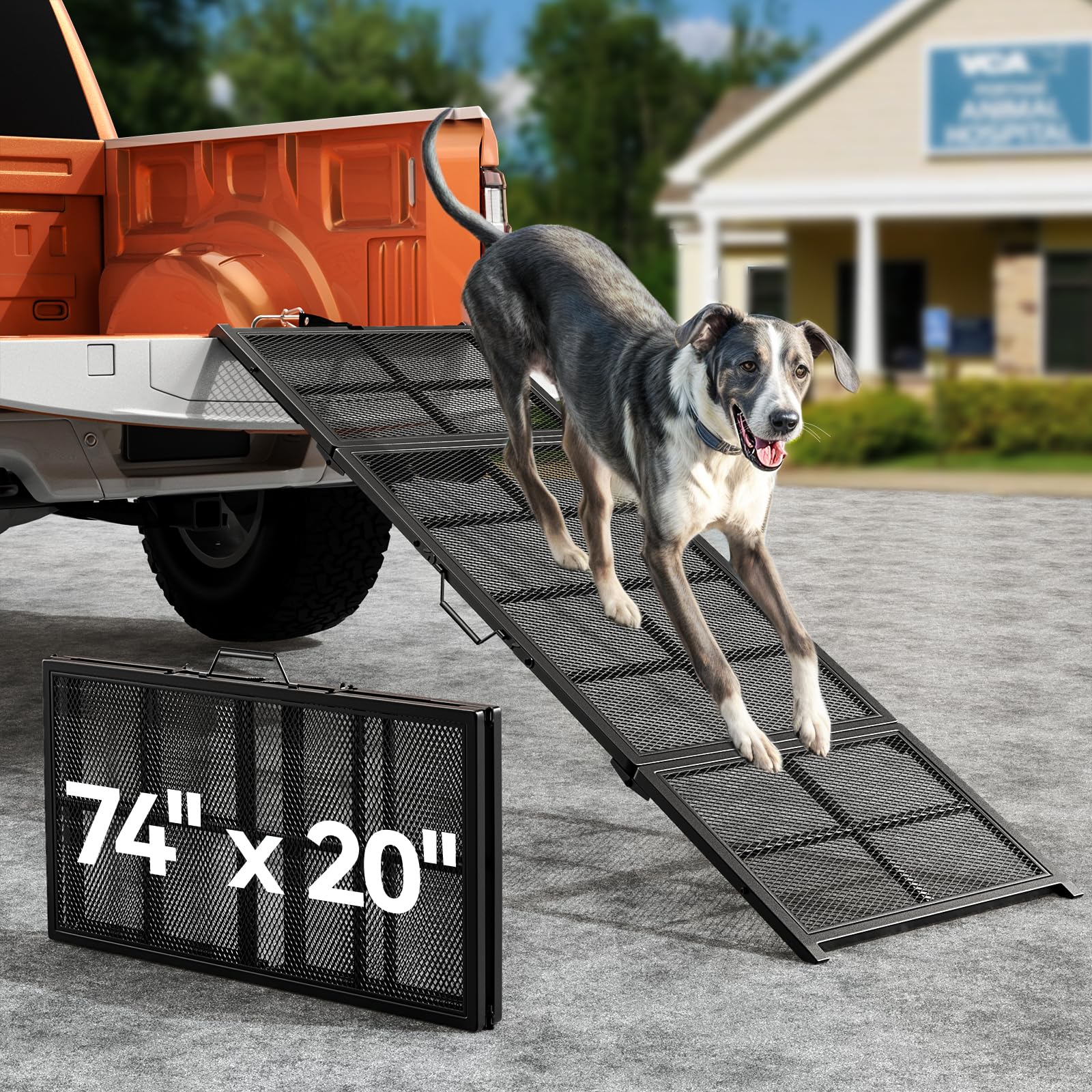 Pawaboo Auto Hunderampe, 190x50cm Extra Breit Hundetreppe für mittelgroß & groß Hunde, rutschfest Haustierrampe bis 400lbs, Hundeautorampe Auto Haustiere Einstiegshilfe für Autos/LKWs/SUV/Hohe Betten von Pawaboo