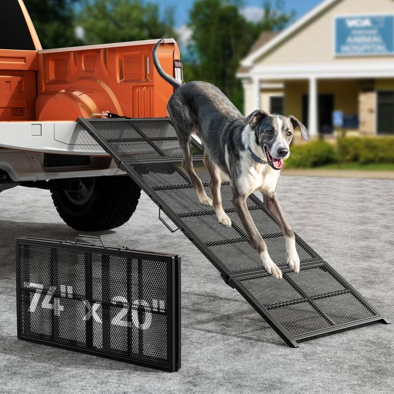 Pawaboo Auto Hunderampe, 190x50cm Extra Breit Hundetreppe für mittelgroß & groß Hunde, rutschfest Haustierrampe bis 400lbs, Hundeautorampe Auto Haustiere Einstiegshilfe für Autos/LKWs/SUV/Hohe Betten von Pawaboo