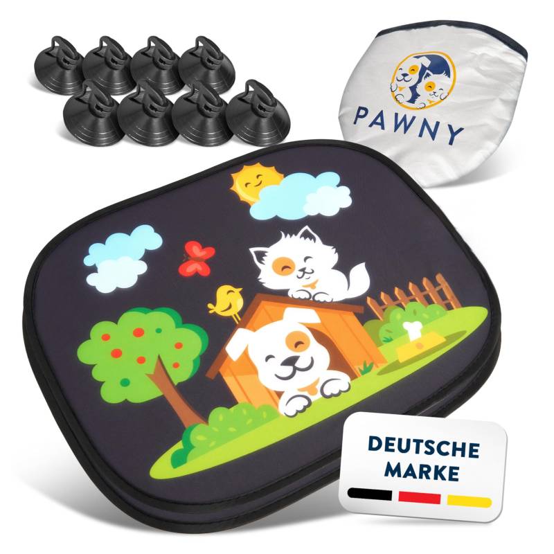 PAWNY©, Sonnenschutz Auto Baby mit UV-Schutz (2er-Set), inkl. 8 extrastarken Saugnäpfen, universelle Größe, Sonnenschutz Auto Baby für Babys und Kinder von Pawny