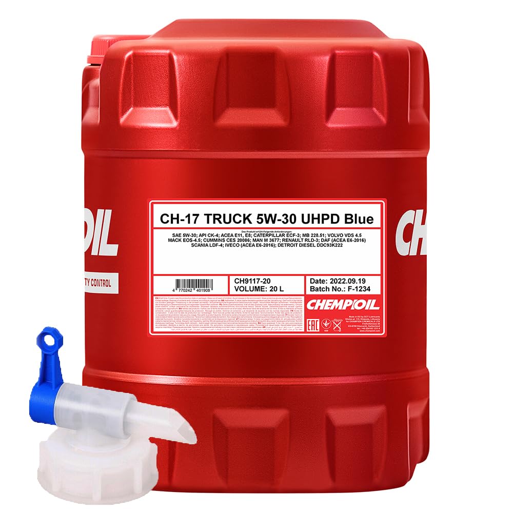 20L +Auslaufhahn CHEMPIOIL TRUCK CH-17 UHPD BLUE 5W-30 CK-4 E8 E11 228.51 Traktoröl von Pemco