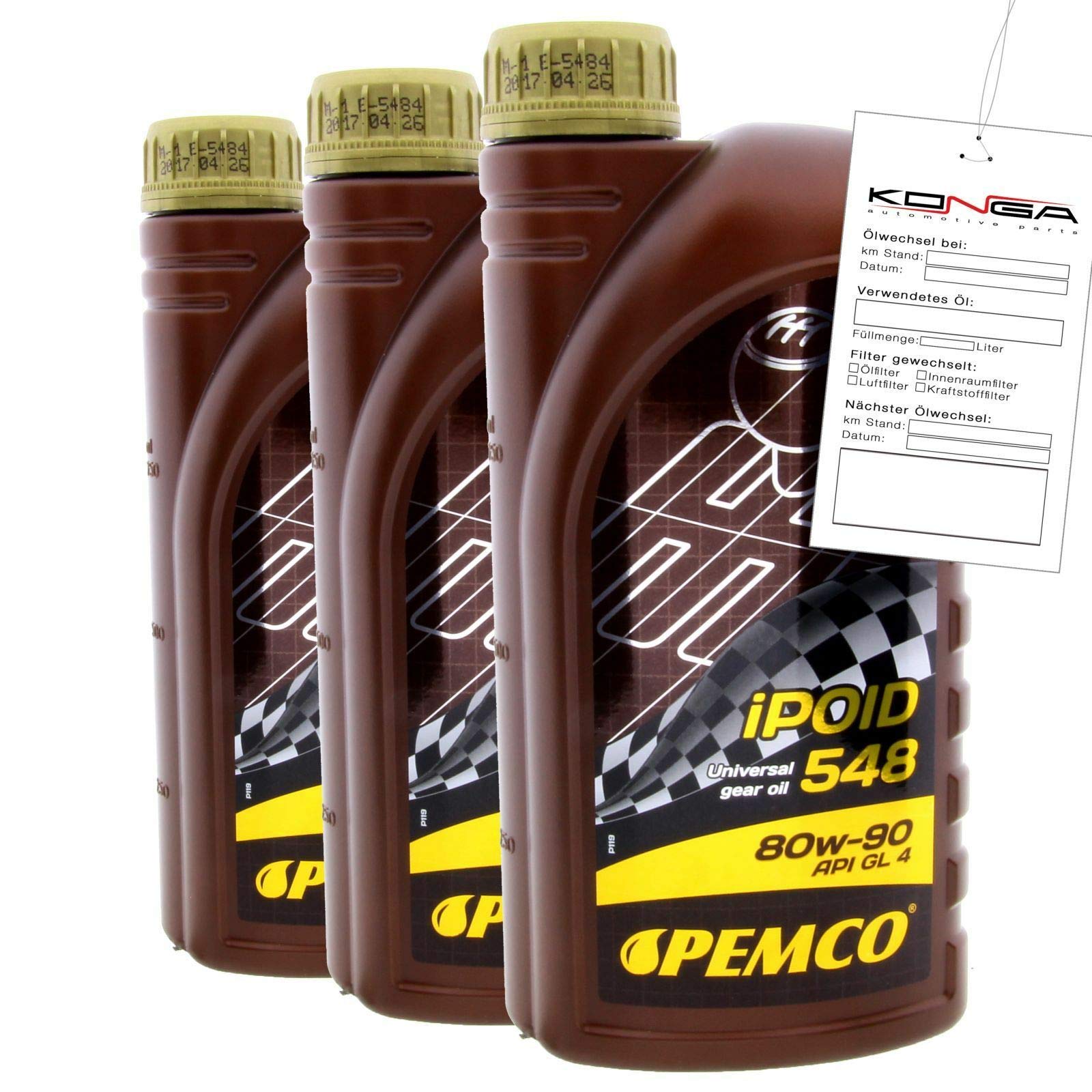 3 Liter PEMCO SAE 80W-90 iPOID 548 Getriebeöl Schmiermittel Lösung von Pemco