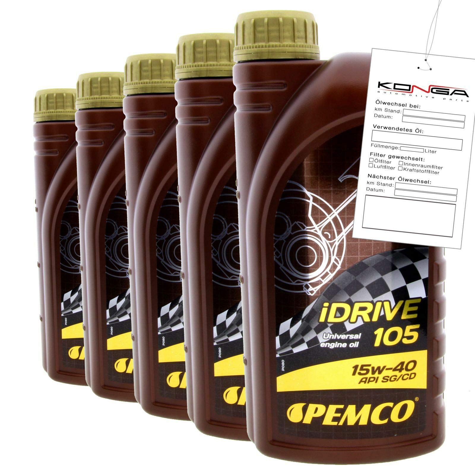 5 Liter (5x1) PEMCO SAE 15W-40 iDrive 105 Motoröl Motorenöl Schmierung von Pemco