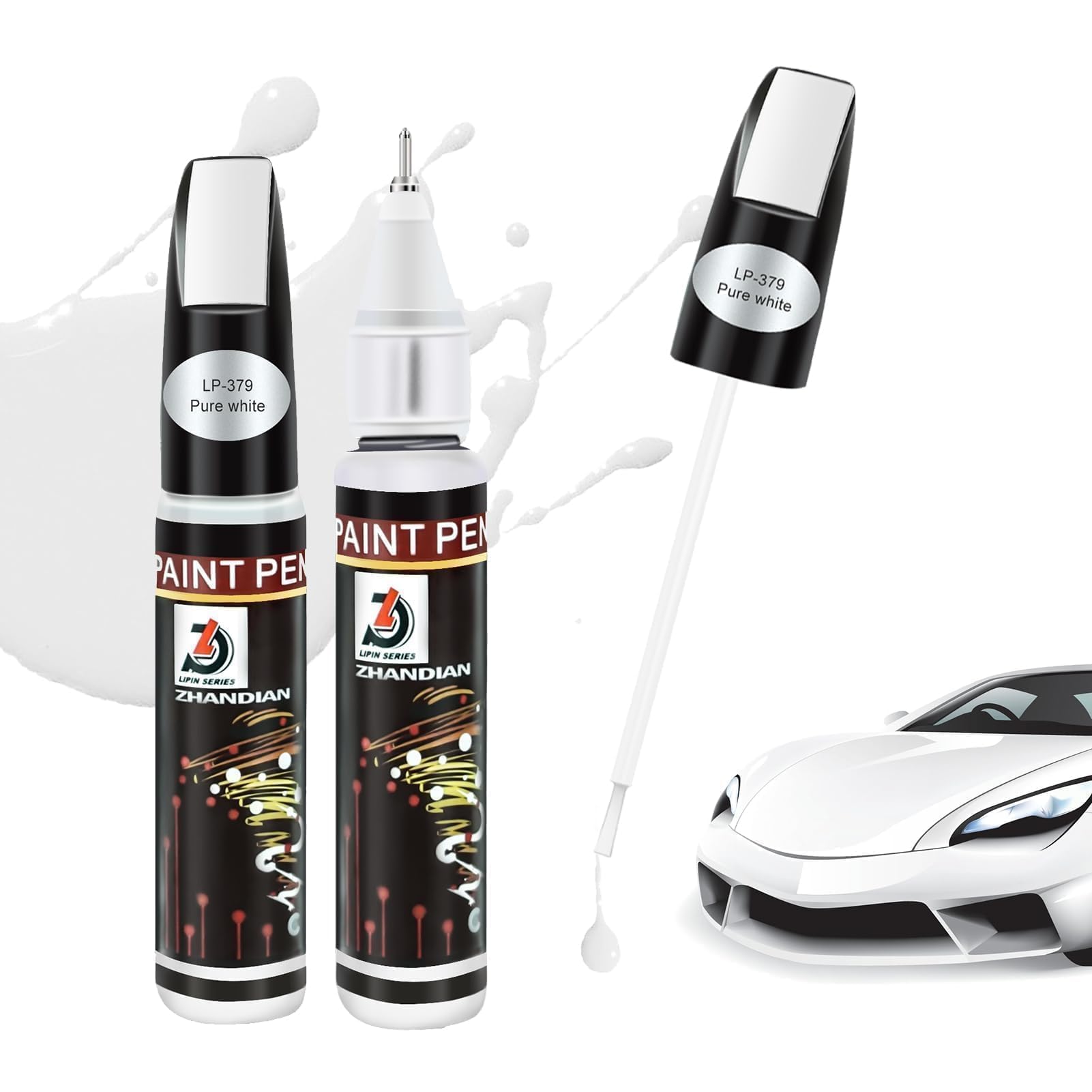 2 Stück Auto Lack Reparatur Weiß 24Ml, 2 in 1Auto Reparatur Lack Auto Pinsel, Perfekte Deckkraft und Schnelle Trocknung, Auto Reparatur Stift, Schnelle Trocknung Auto Kratzer Reparatur Stift von Penriter