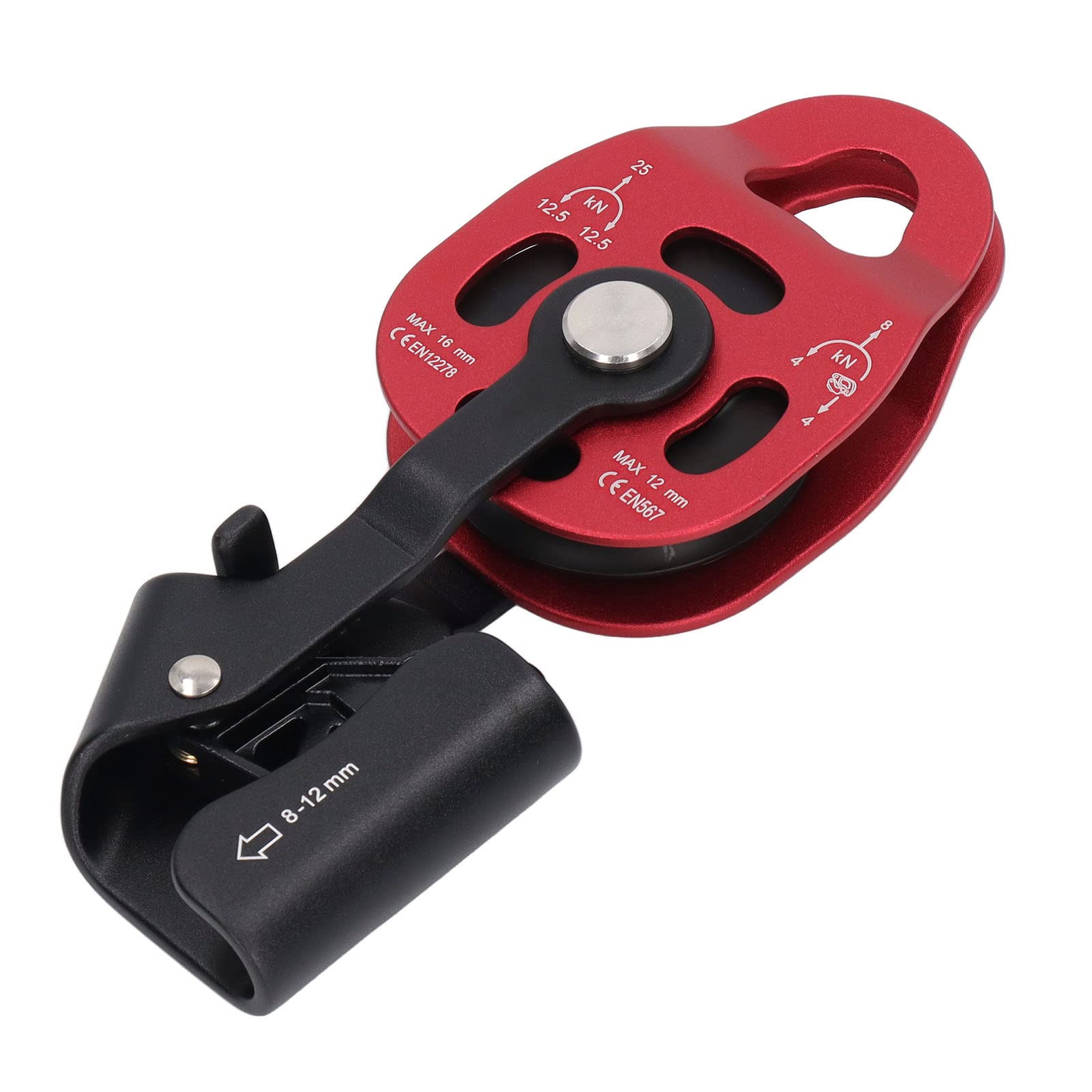 PerGar Gewichtheberrolle, 25KN Kletterrolle Outdoor-Seilrolle, 7075 Aviation Aluminium Spanner für 8-12mm Seil Zum Klettern in Großer Höhe (Rot) von PerGar