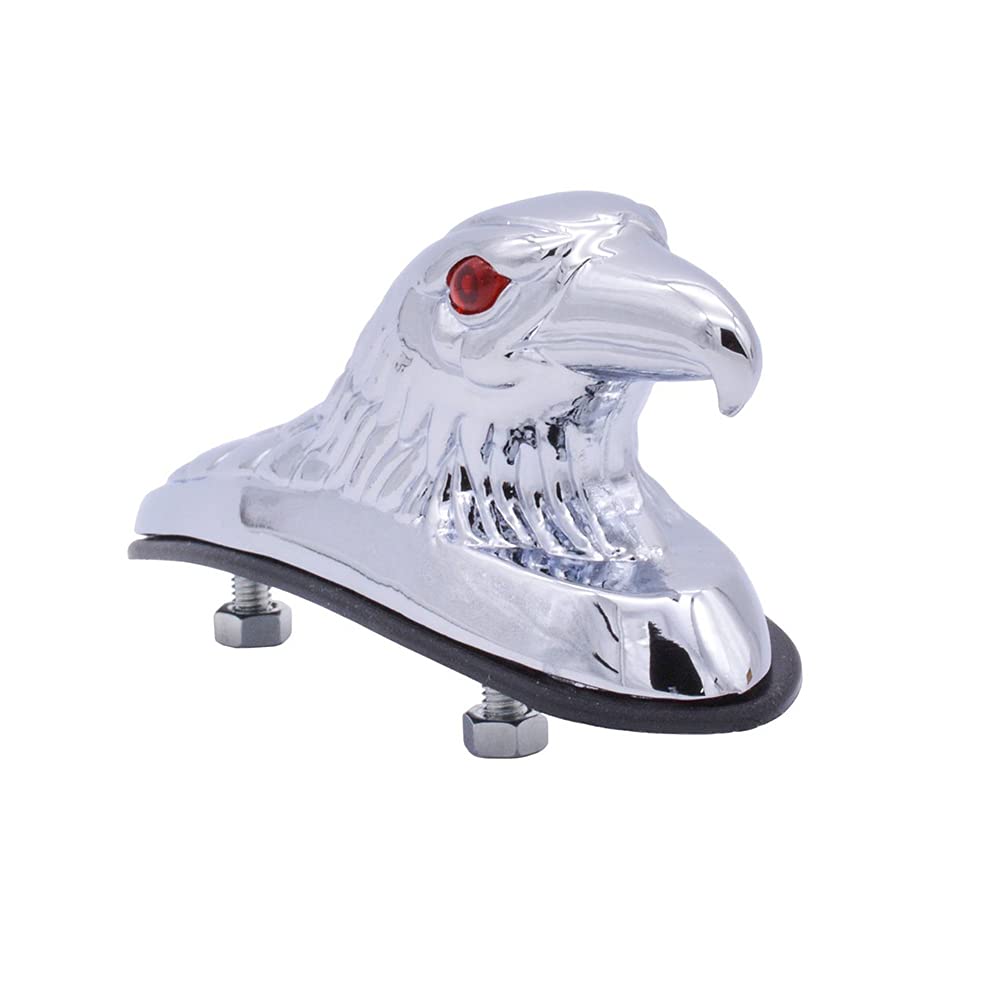 Motorrad Eagle Head Fender Ornament, Universal Eagle Head Ornament Statue Motorrad Bike Front Fender Kotflügel für ATV Dirt Bike Rahmen und Armaturen Auto Motorhaube (Silber) von PerGar