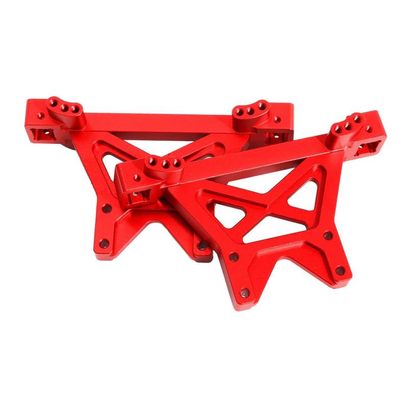 Perfeclan 2 Stück 1/10 RC Stoßdämpferbrücken Ersatzkomponente aus Aluminiumlegierung, DIY modifizierte RC Autoteile Upgrade Ersatz vorne hinten, Rot von Perfeclan