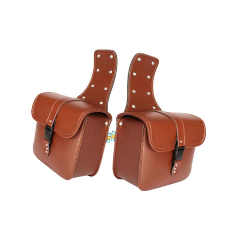 Perfeclan 2pcs Motorcycles Satteltaschen PU tragbare Feste Befestigungsseitenpanner Motorrad -Gepäckbeutel für Elektrofahrzeuge, Braun von Perfeclan