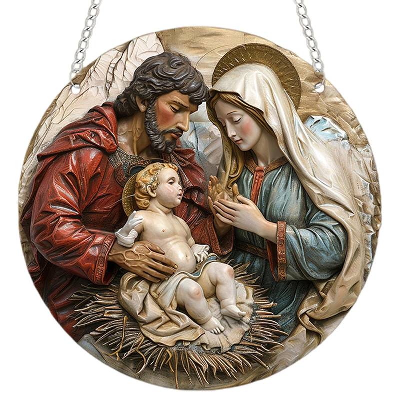 Perfeclan Auto Innenraum Hanging Ornament Rückblick Spiegel Anhänger dekorativ 2. Jesus Geburt Geborener Anhänger für, Style B von Perfeclan