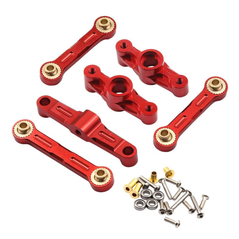 Perfeclan Kugellagerkurbel Lenkerbaubaugruppe Set RC Car DIY Accessoires 1/10 RC Auto Upgrade Teile Lenkgruppe für TT02 TT 02D, Rot von Perfeclan