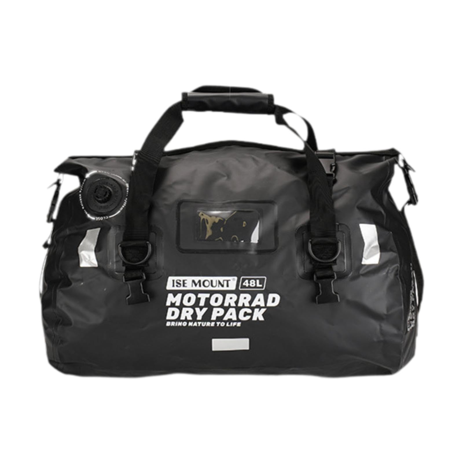 Perfeclan Motorrad-Gepäcktasche, Gepäckrolle, professionelle Motorrad-Heckträger-Satteltasche mit großer Kapazität für Bootfahren, Strandreisen, Schwarz Und 48l von Perfeclan