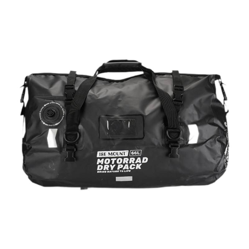 Perfeclan Motorrad-Gepäcktasche, Gepäckrolle, professionelle Motorrad-Heckträger-Satteltasche mit großer Kapazität für Bootfahren, Strandreisen, Schwarz Und 66l von Perfeclan