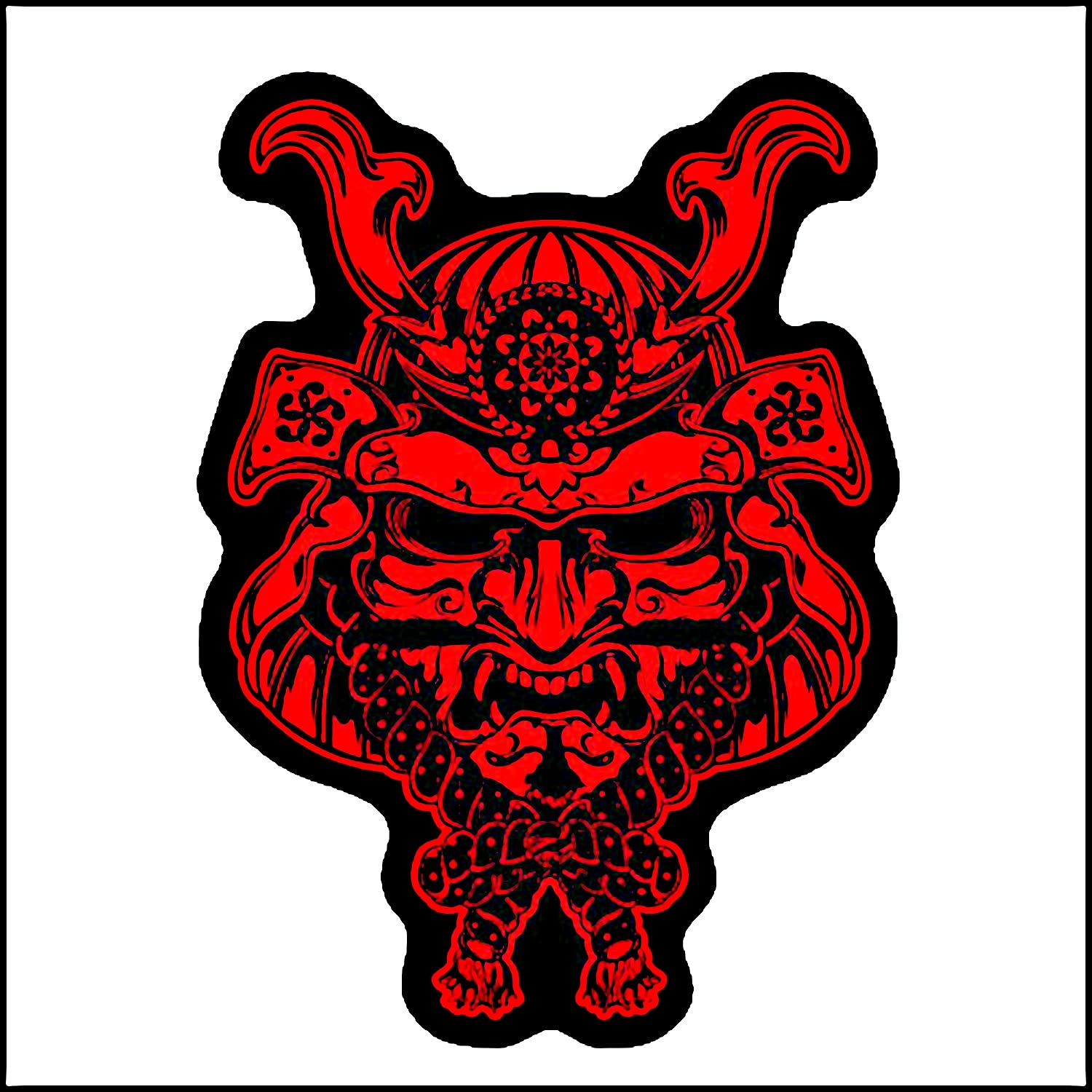 20cm! Hochwertiger Kühlschrank-Auto-Aufkleber-Sticker Decal UV&Waschanlagenfest Samurai Maske Rot B254 Kinder-Zimmer-Schrank-Deko von Perfect Sticker