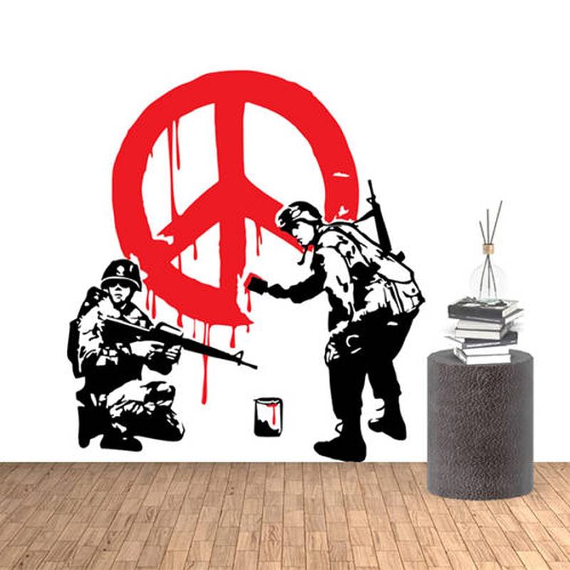 20cm! Hochwertiger Kühlschrank-Auto-Aufkleber-Sticker Decal UV&Waschanlagenfest Soldaten Peace Zeichen Banksy Soldiers Peace Wall B157 Kinder-Zimmer-Schrank-Deko von Perfect Sticker