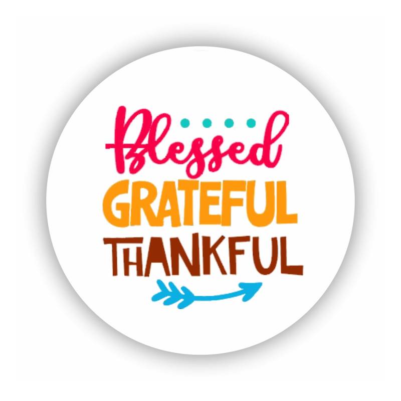 2cmØ 32-Stück! Aufkleber Sticker Briefumschlag-Siegel Post rund Blessed Grateful Thankful GESEGNETE DANKBARE DANKBARE R488 von Perfect Sticker