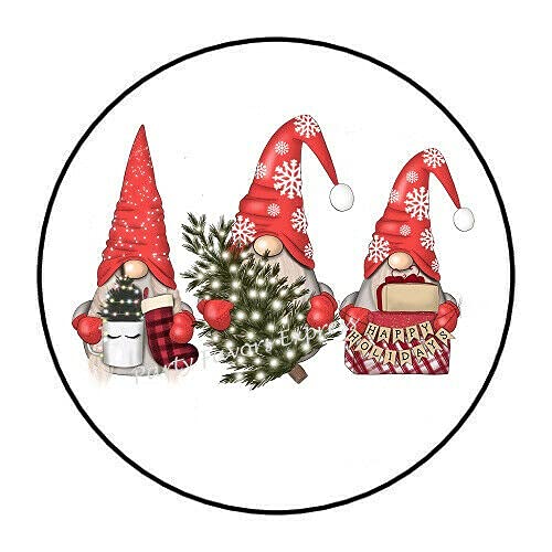 2cmØ 32-Stück! Aufkleber Sticker Briefumschlag-Siegel Post rund Happy Holidays Gnomes Frohe Feiertage Wichtel R1416 von Perfect Sticker