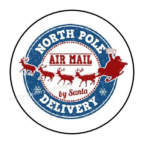 2cmØ 32-Stück! Aufkleber Sticker Briefumschlag-Siegel Post rund North Pole DELIVERY Christmas NORDPOLLIEFERUNG Weihnachten R716 von Perfect Sticker