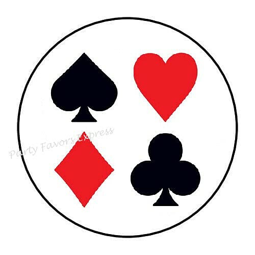 2cmØ 32-Stück! Aufkleber Sticker Briefumschlag-Siegel Post rund Playing Cards Suits Poker Casino Spielkarten ANZÜGE Poker Casino R959 von Perfect Sticker